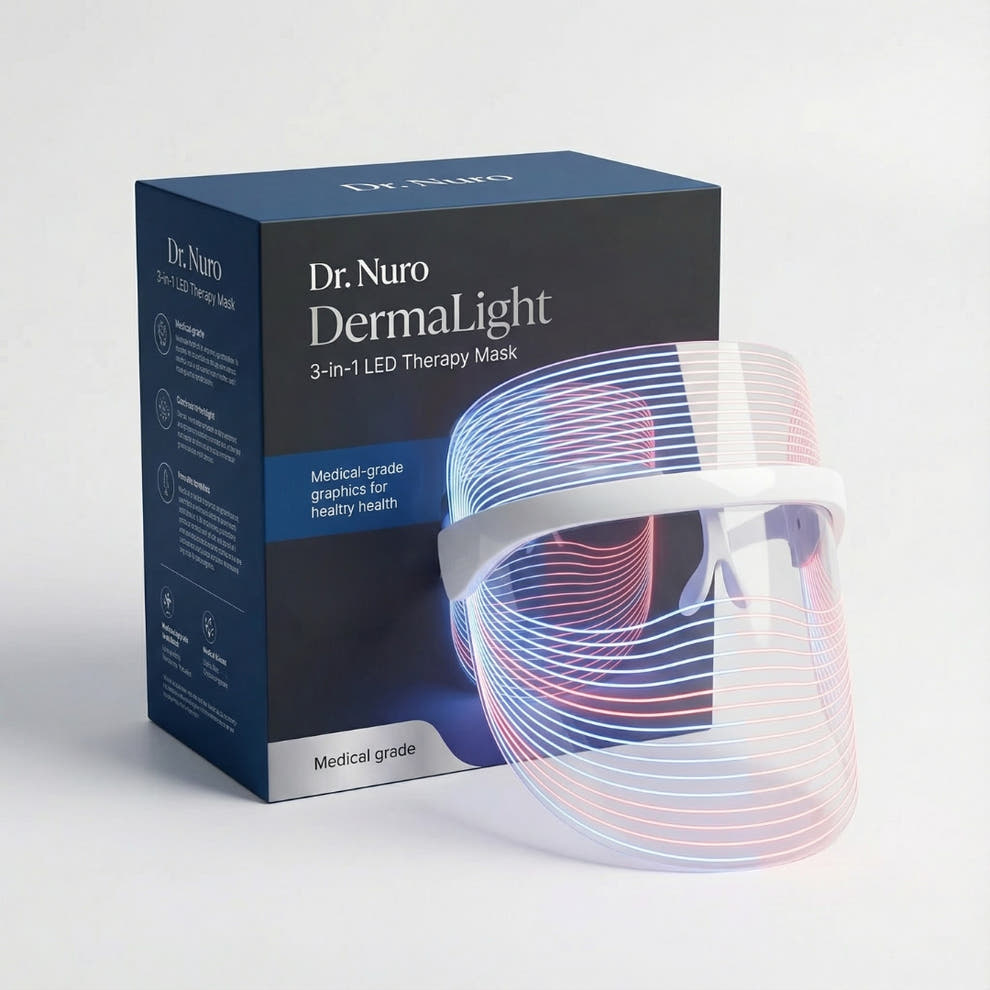 Dr. Nuro DermaLight 3-in-1 LED Therapy Mask -Reverse Signs of Aging, F ...
