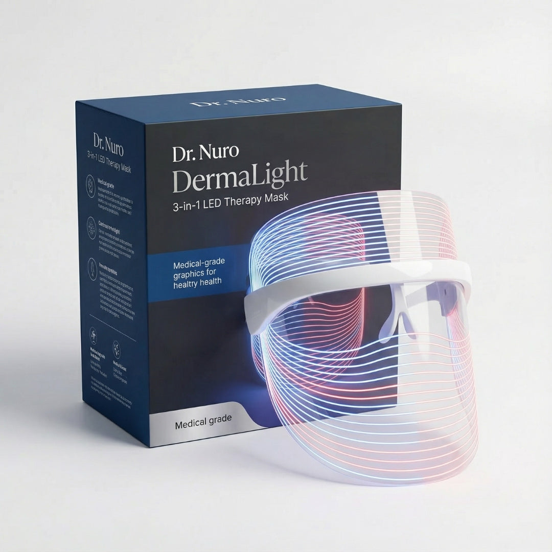 Dr. Nuro DermaLight 3-in-1 LED Therapy Mask -Reverse Signs of Aging, Fading Spots & Acne Marks — Boost Collagen & Glow from Within