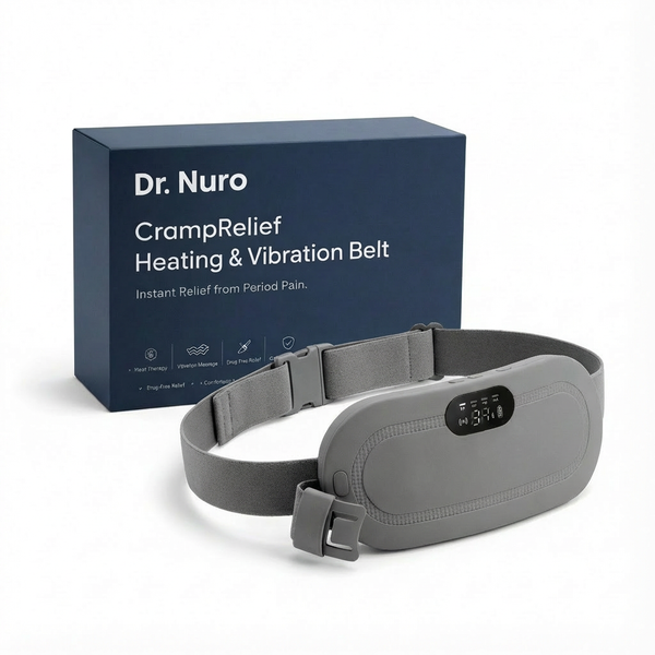 Dr. Nuro CrampRelief Heating & Vibration Belt - Instant Relief from Period Pain, Bloating & Fatigue — Dual Heat + Massage Tech for Drug-Free Comfort