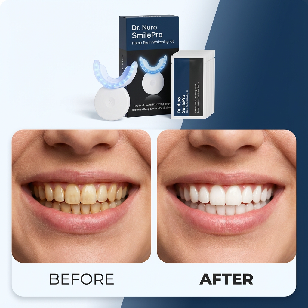 Dr. Nuro SmilePro Home Teeth Whitening Kit - Clinically Designed to Lift Stains, Brighten Enamel & Boost Smile Confidence.