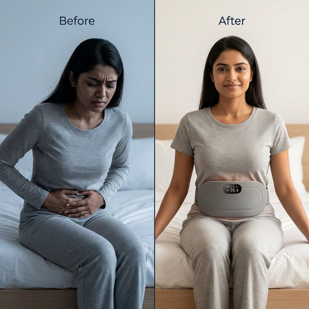 Dr. Nuro CrampRelief Heating & Vibration Belt - Instant Relief from Period Pain, Bloating & Fatigue — Dual Heat + Massage Tech for Drug-Free Comfort