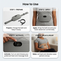 Dr. Nuro CrampRelief Heating & Vibration Belt - Instant Relief from Period Pain, Bloating & Fatigue — Dual Heat + Massage Tech for Drug-Free Comfort