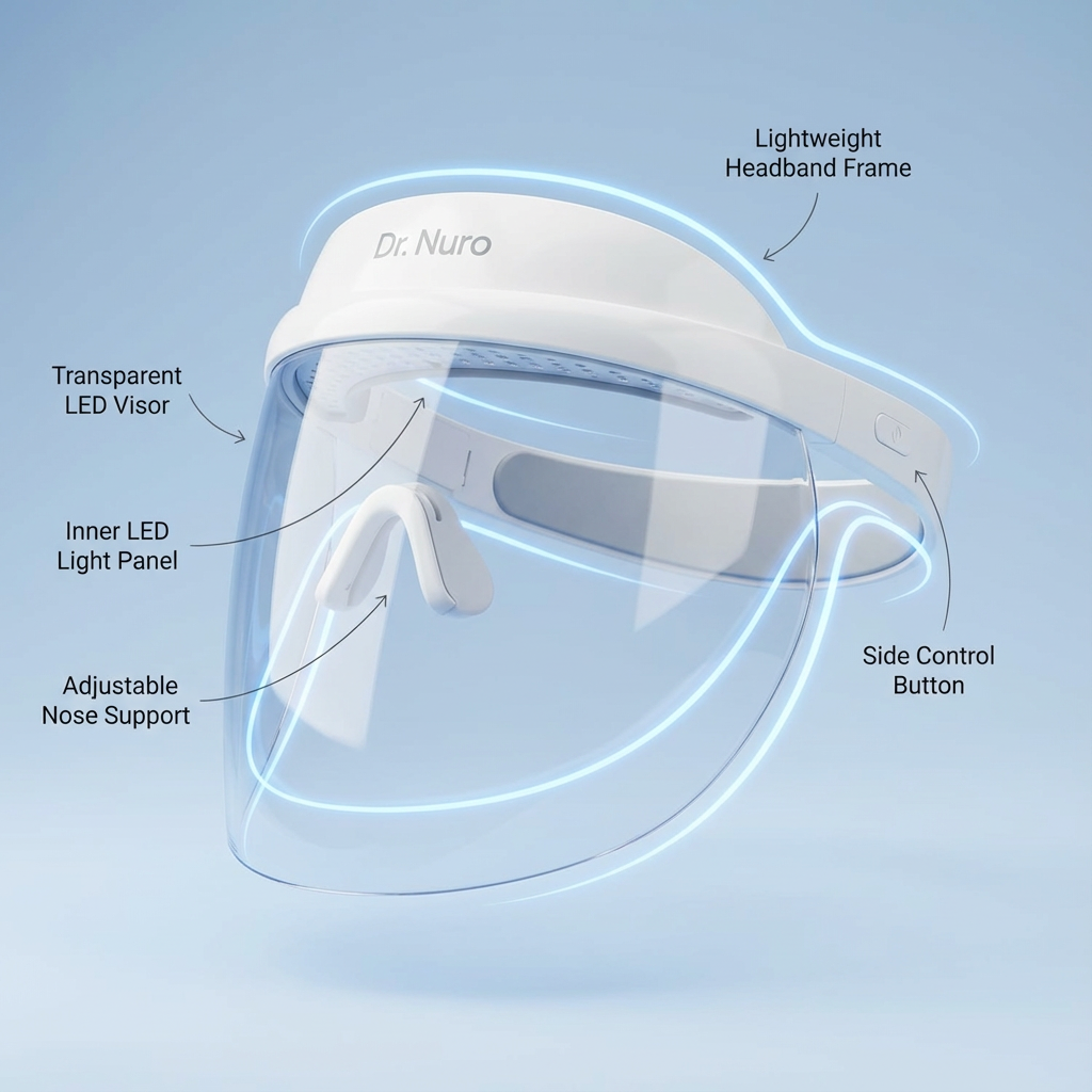 Dr. Nuro DermaLight 3-in-1 LED Therapy Mask -Reverse Signs of Aging, Fading Spots & Acne Marks — Boost Collagen & Glow from Within