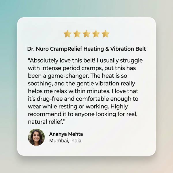 Dr. Nuro CrampRelief Heating & Vibration Belt - Instant Relief from Period Pain, Bloating & Fatigue — Dual Heat + Massage Tech for Drug-Free Comfort