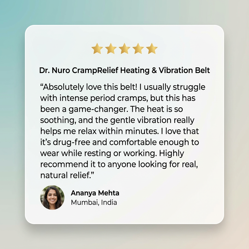 Dr. Nuro CrampRelief Heating & Vibration Belt - Instant Relief from Period Pain, Bloating & Fatigue — Dual Heat + Massage Tech for Drug-Free Comfort