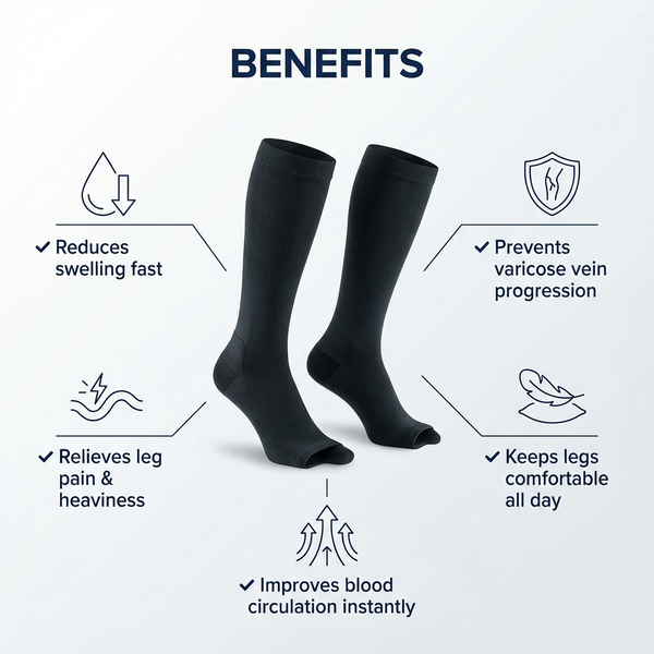 Dr Nuro Compression Socks - End Leg Pain, Reduce Swelling & Stop Varicose Veins - Medical-Grade Class 2 Support