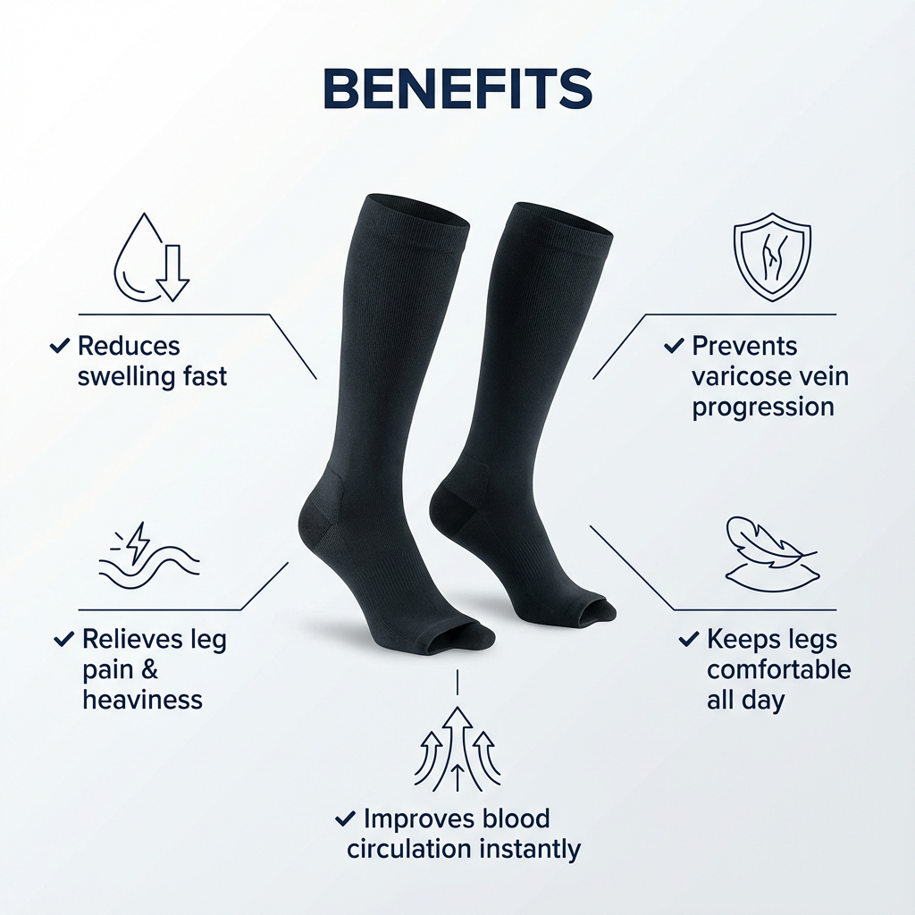 Dr Nuro Compression Socks - End Leg Pain, Reduce Swelling & Stop Varicose Veins - Medical-Grade Class 2 Support
