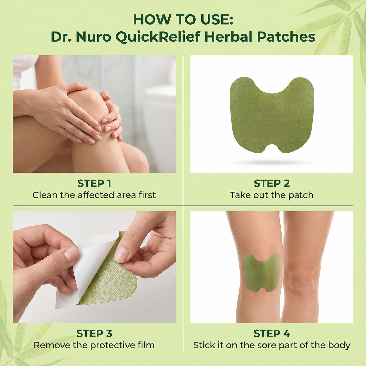 Dr. Nuro QuickRelief Herbal Patches - Fast-Acting Natural Relief for Arthritis, Knee Pain, Joint Pain & Muscle Stiffness